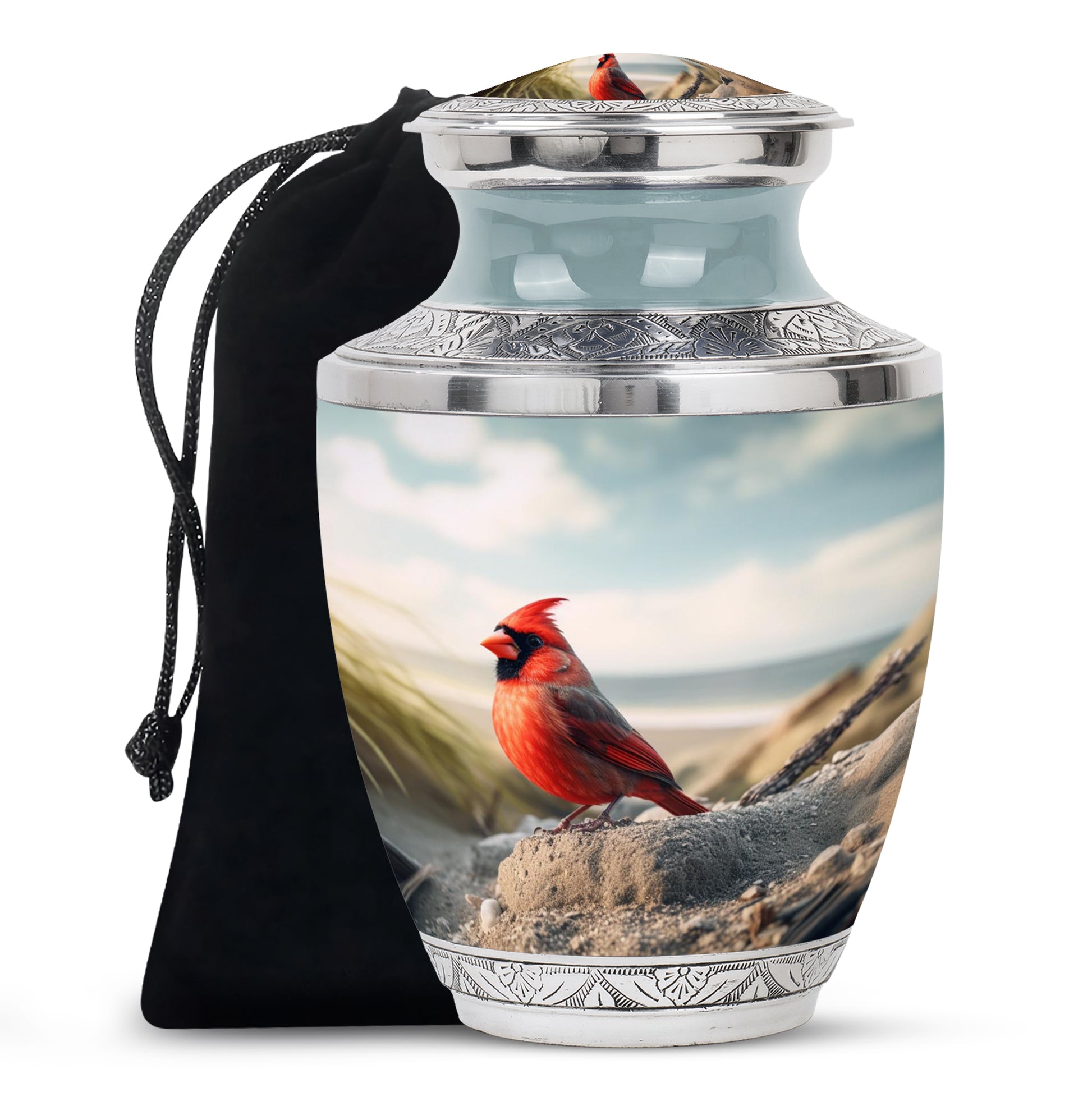 Red Cardinal Cremation Urn - Large Memorial Urn For Human Ashes