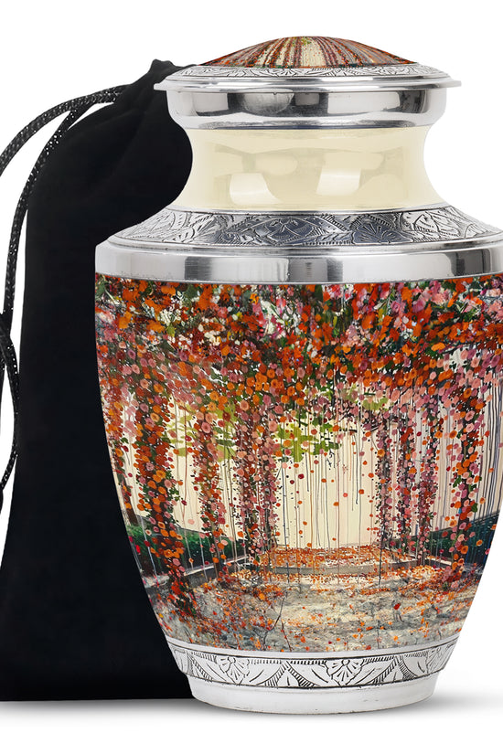 Artistic Flower Burial Urn - Aluminium Cremation Urn For Loved Ones
