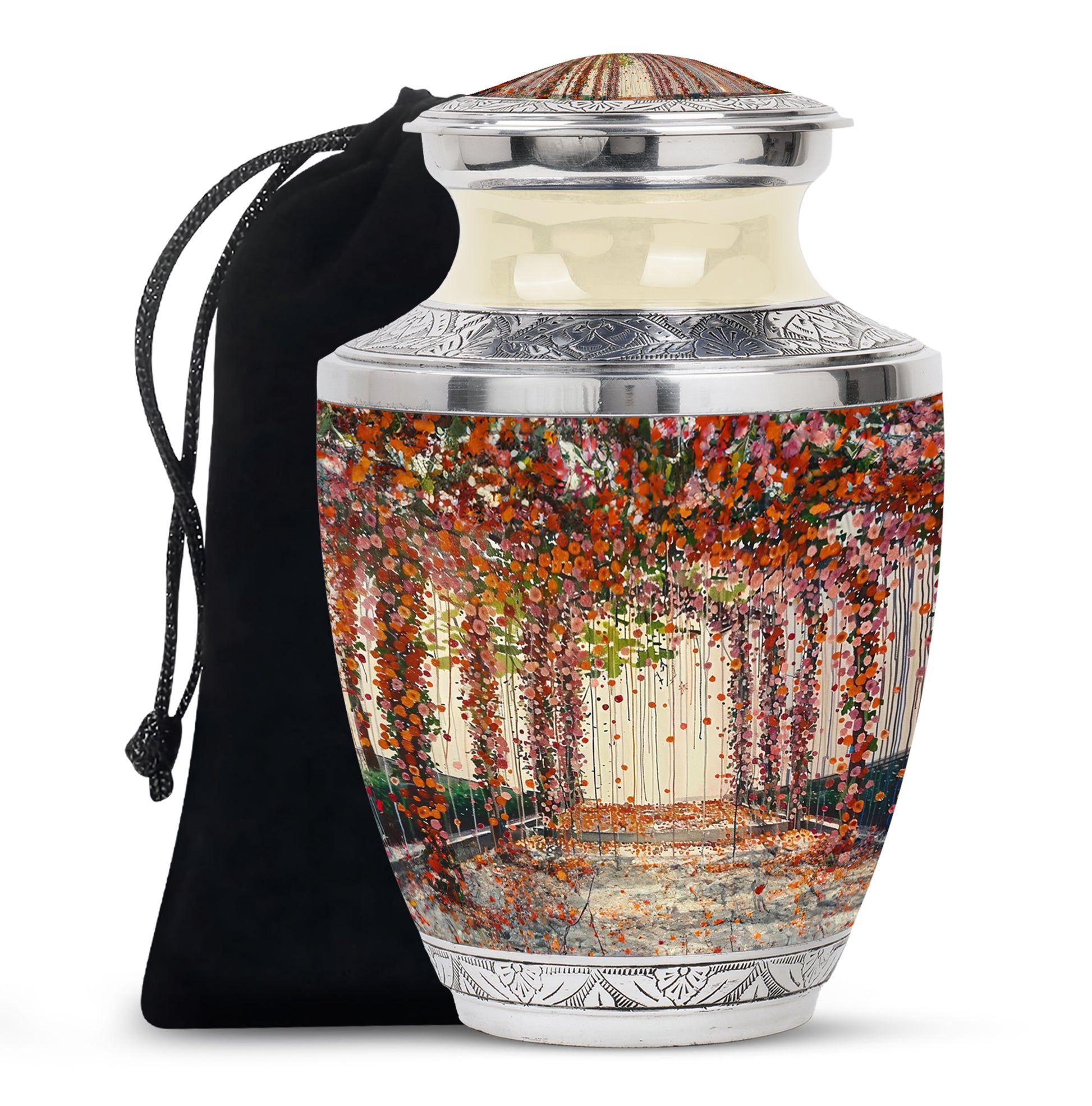 Artistic Flower Burial Urn - Aluminium Cremation Urn For Loved Ones