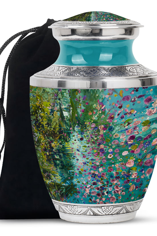 Flower Theme Funeral Urn - Artistic Flowers Memorial Urn For Loved Ones