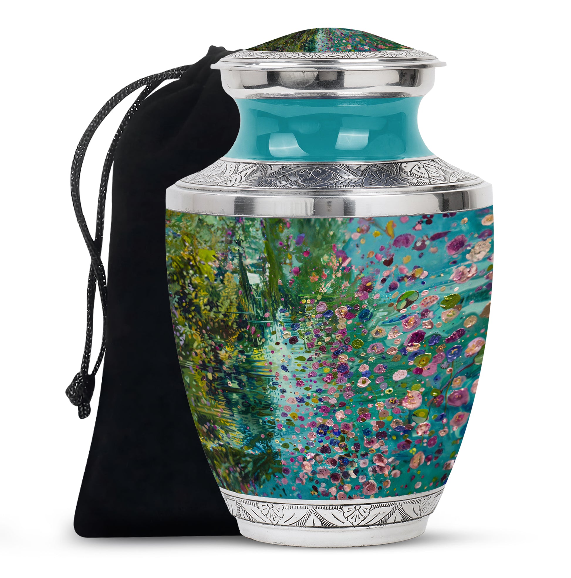 Flower Theme Funeral Urn - Artistic Flowers Memorial Urn For Loved Ones