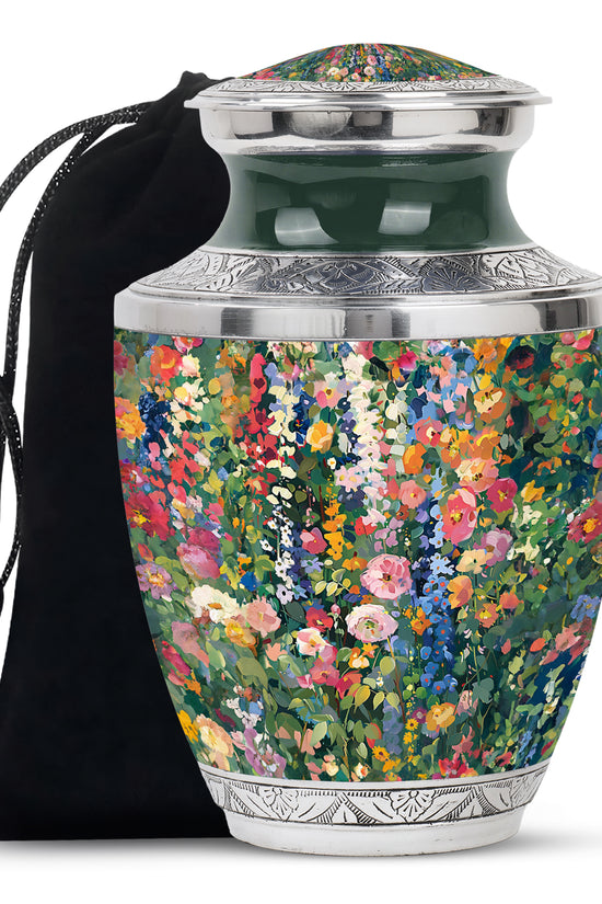 Elegant Artistic Flower Memorial Urn - Flower Theme Cremation Urn For Ashes