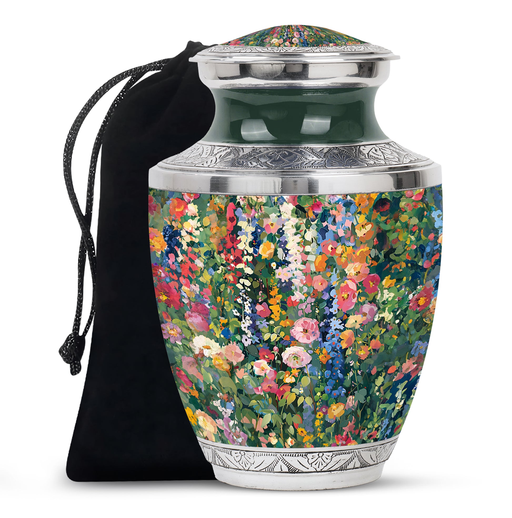 Elegant Artistic Flower Memorial Urn - Flower Theme Cremation Urn For Ashes