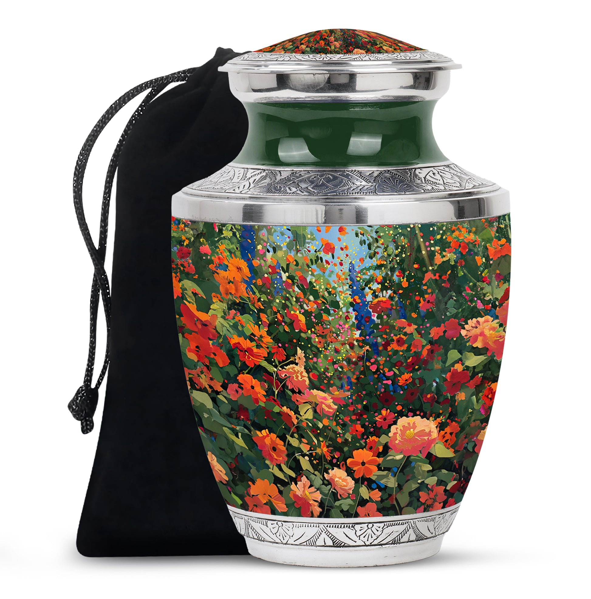 Colorful Flower Field Funeral Urn - Nature Inspired Cremation Urn