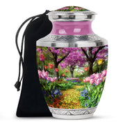 Peaceful Flower Path Cremation Urn - Elegant Floral Burial Urn For Adults