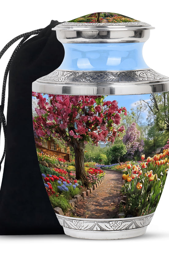 Beautiful Flower Garden Funeral Urn - Cremation Urn For Adult Ashes