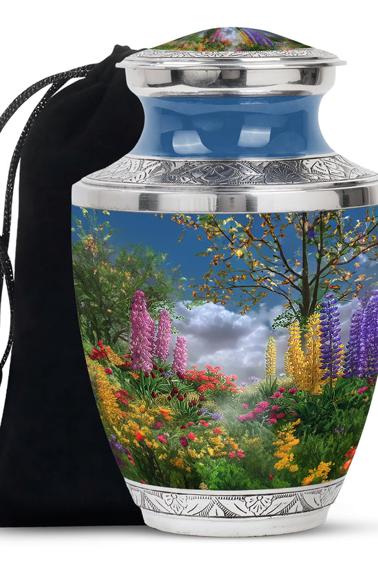 Colourful Floral Memorial Urn - Beautiful Garden Cremation Urn For Burial