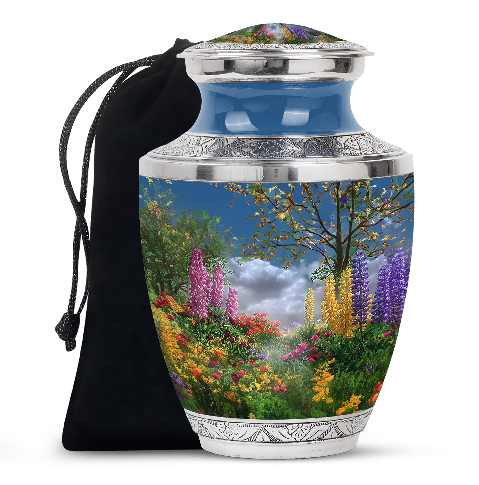 Colourful Floral Memorial Urn - Beautiful Garden Cremation Urn For Burial