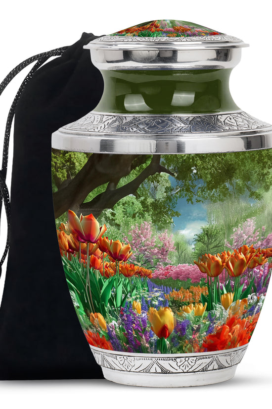 Flower Theme Memorial Urn - Beautiful Funeral Urn For Adult Ashes