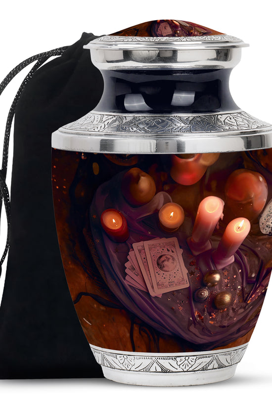 Spiritual Tarot Memorial Urn - Mystic Candle Funeral Urn For Adult Ashes