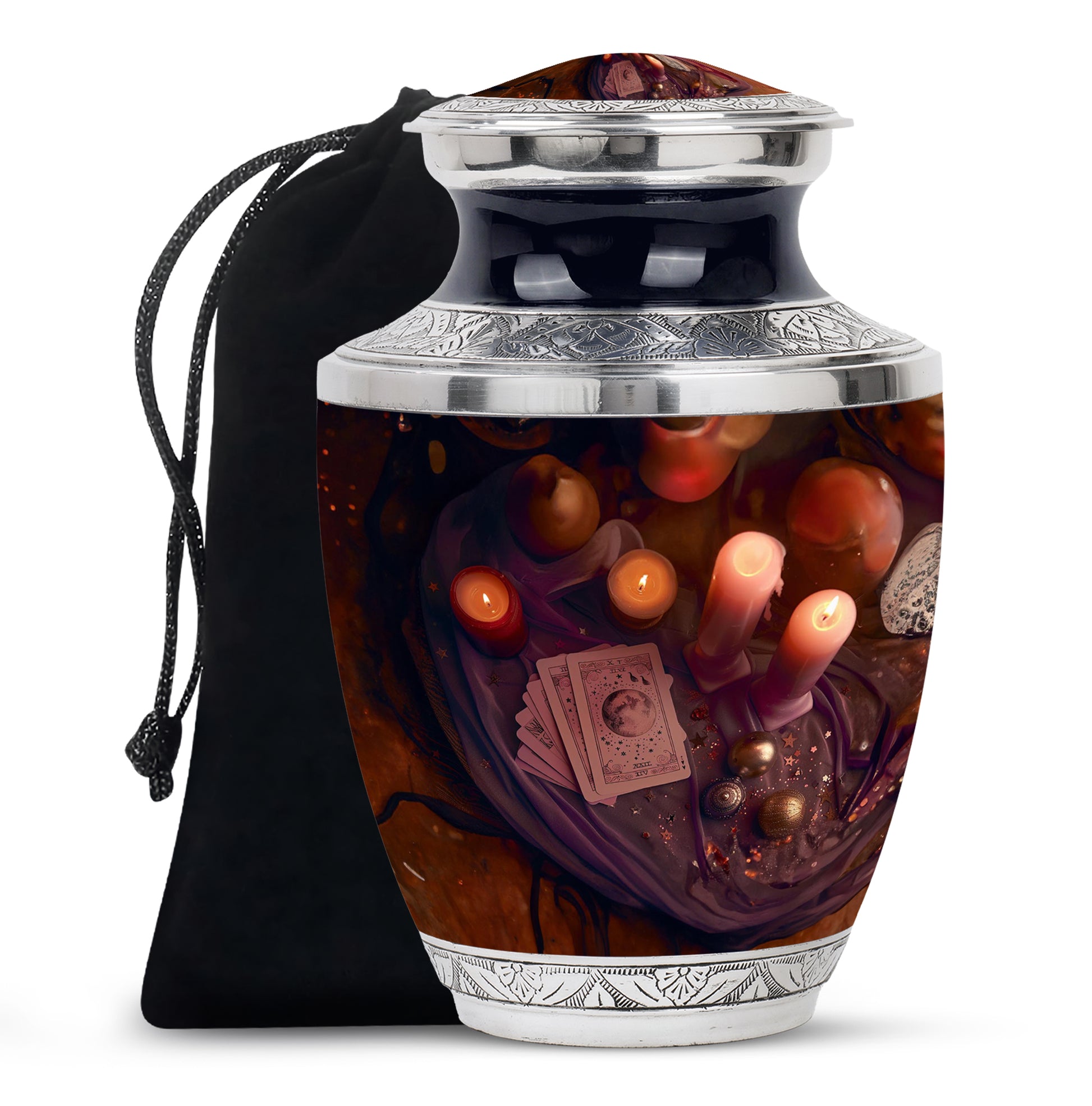 Spiritual Tarot Memorial Urn - Mystic Candle Funeral Urn For Adult Ashes