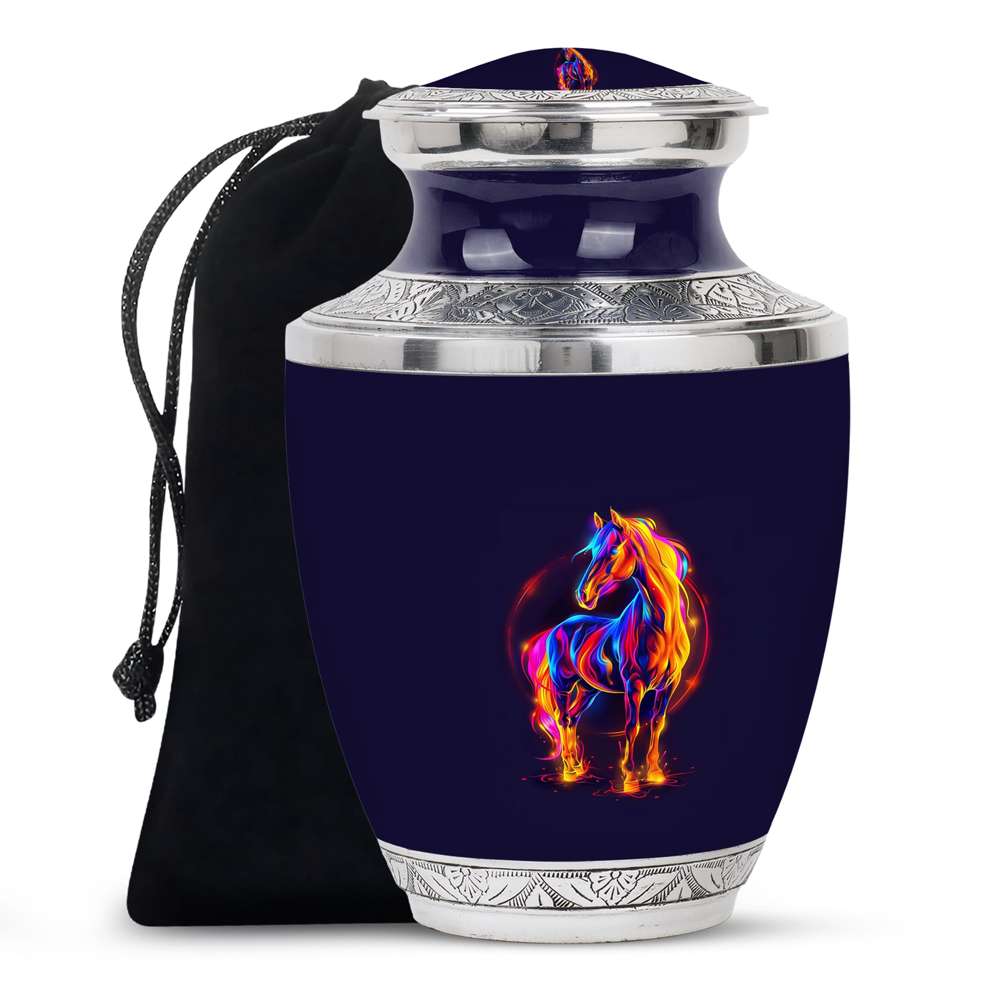 Horse Theme Cremation Urn - Colourful Memorial Urn For Human Ashes