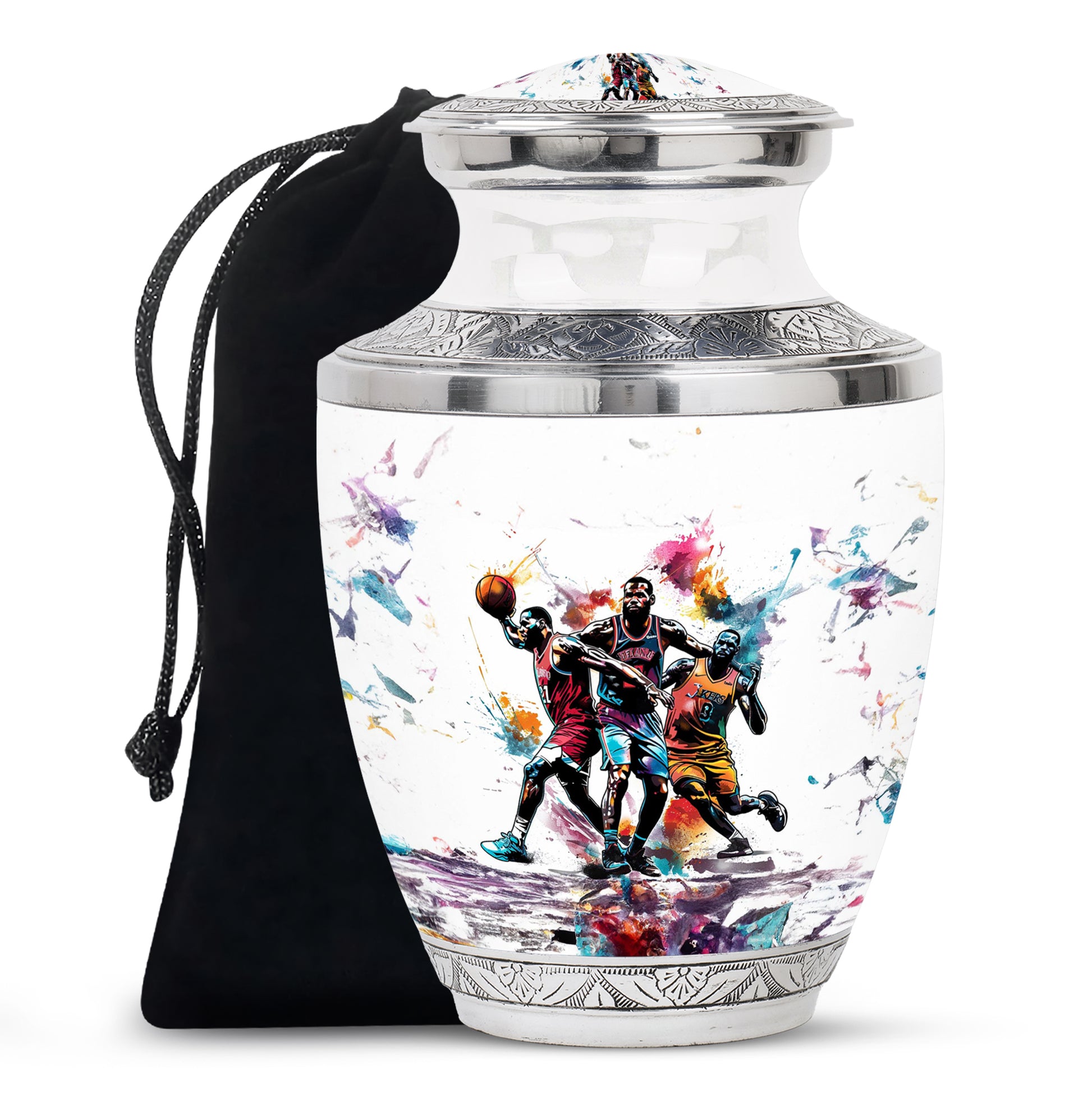 Basketball Theme Memorial Urn - Elegant Cremation Urn For Male & Female