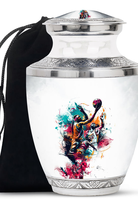 Basketball Colourful Theme Memorial Urn - Artistic Funeral Urn For Adult Ashes