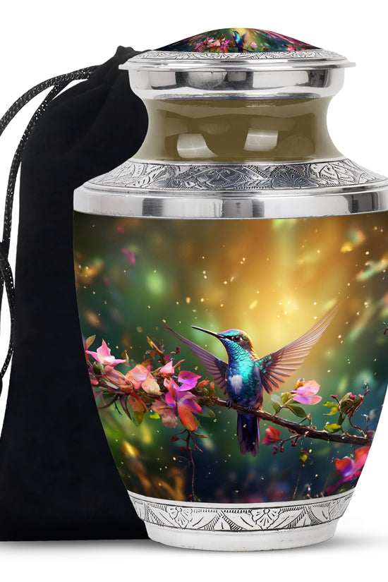 Peaceful Hummingbird Cremation Urn - Beautiful Burial Urn For Human Ashes
