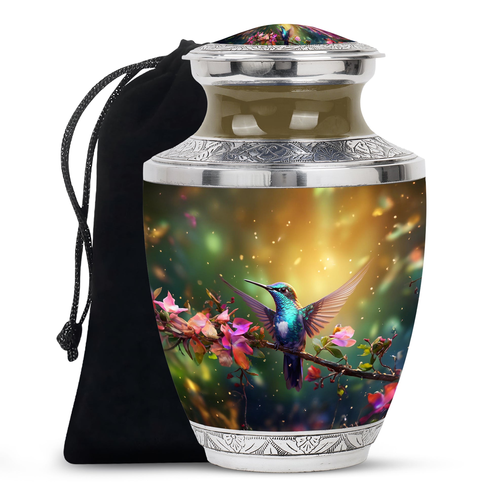 Peaceful Hummingbird Cremation Urn - Beautiful Burial Urn For Human Ashes