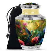 Floral Hummingbird Cremation Urn - Memorial Urn For Human Ashes