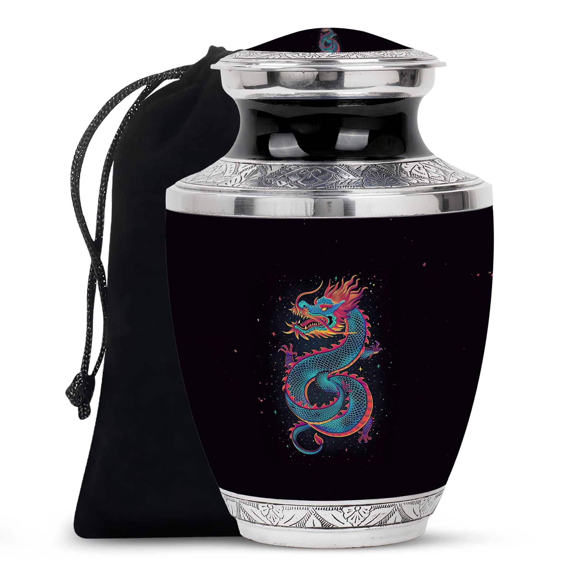 Celestial Blue Dragon Cremation Urn - Aluminium Memorial Urn For Human Ashes