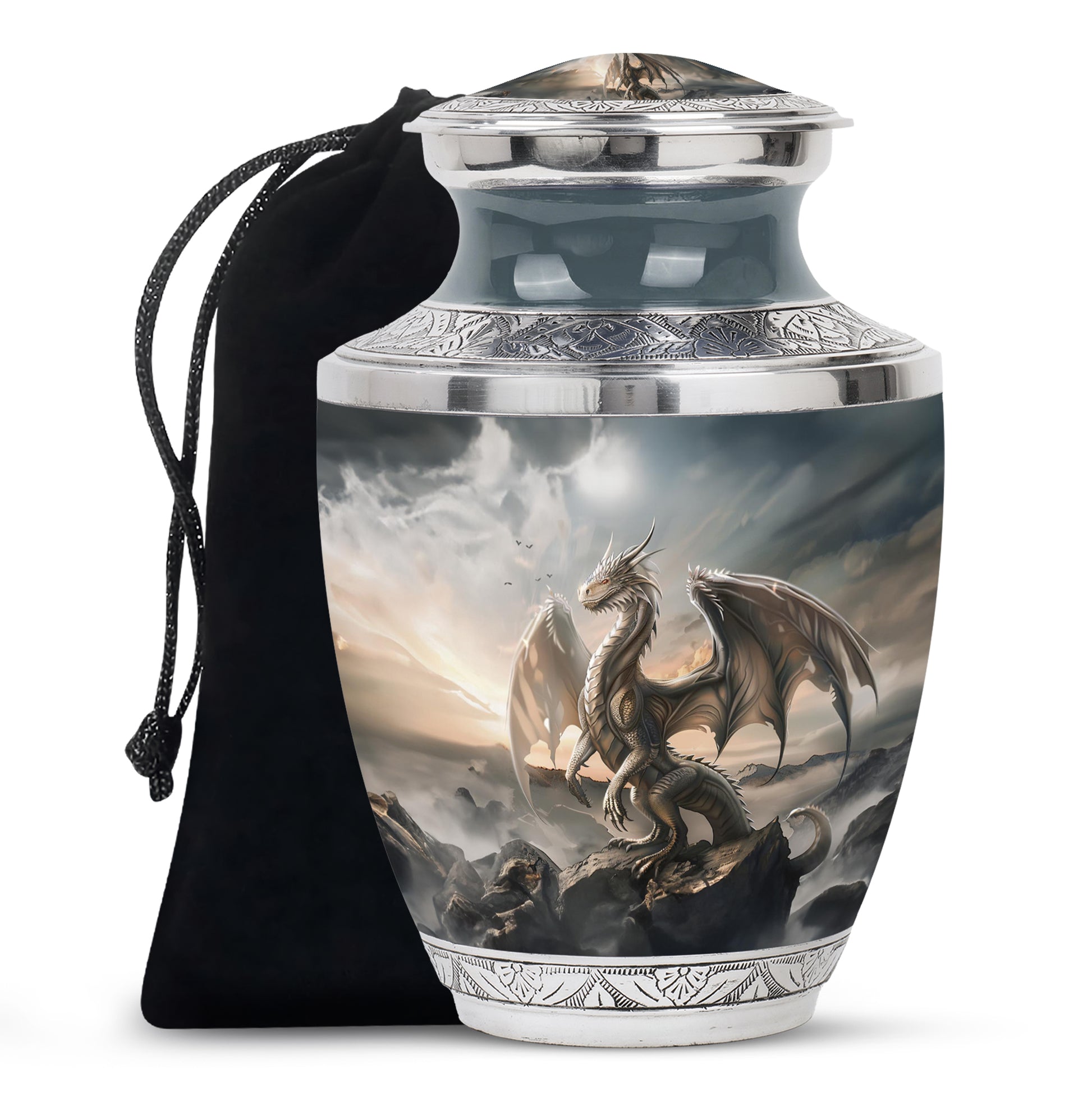 Black Dragon Cremation Urn - Elegant Funeral Urn For Human Ashes