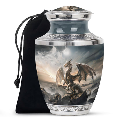 Black Dragon Cremation Urn - Elegant Funeral Urn For Human Ashes