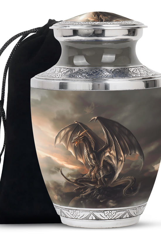 Dragon Storm Fantasy Memorial Urn - Artistic Aluminium Urn For Ashes