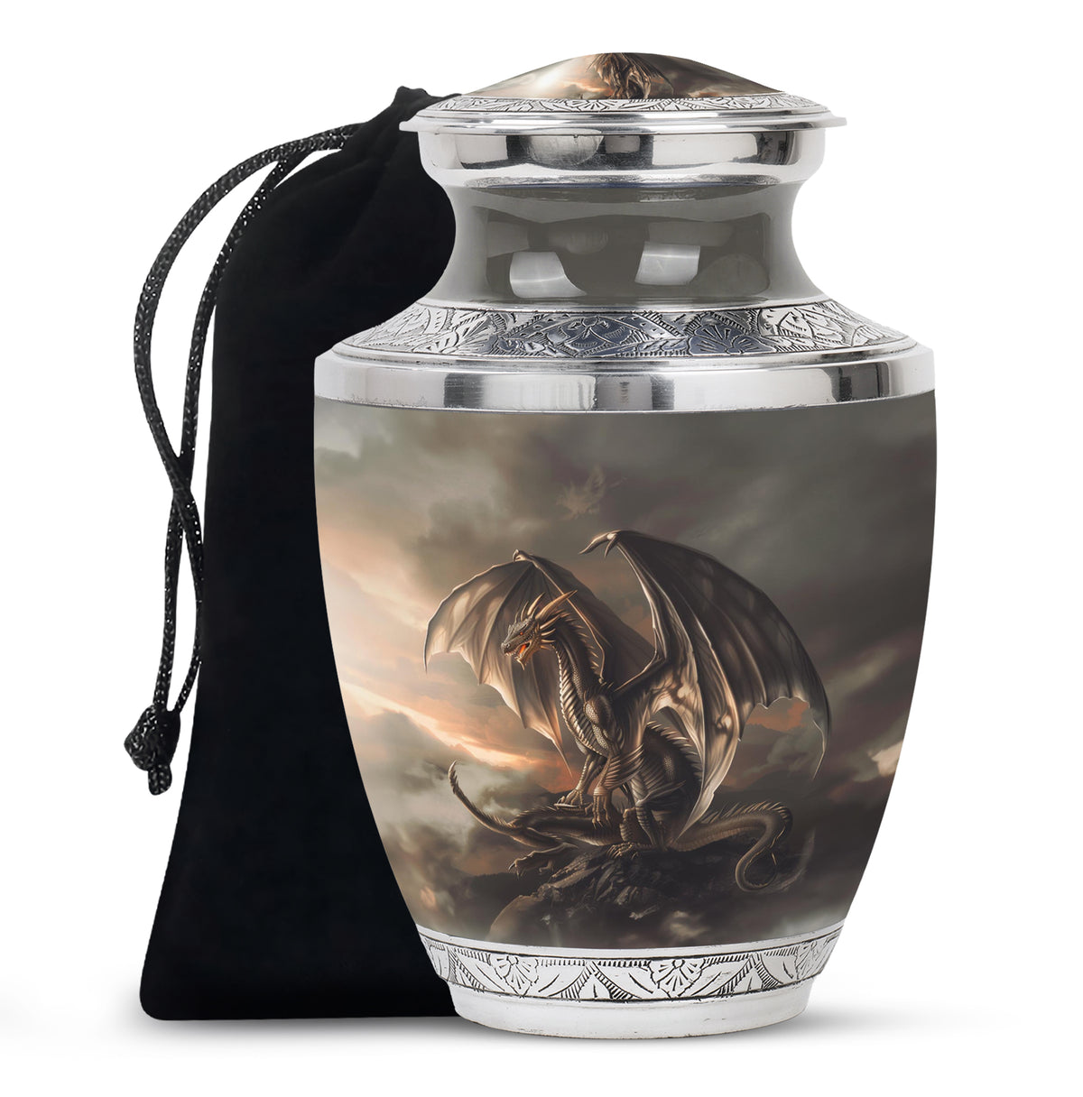 Dragon Storm Fantasy Memorial Urn - Artistic Aluminium Urn For Ashes