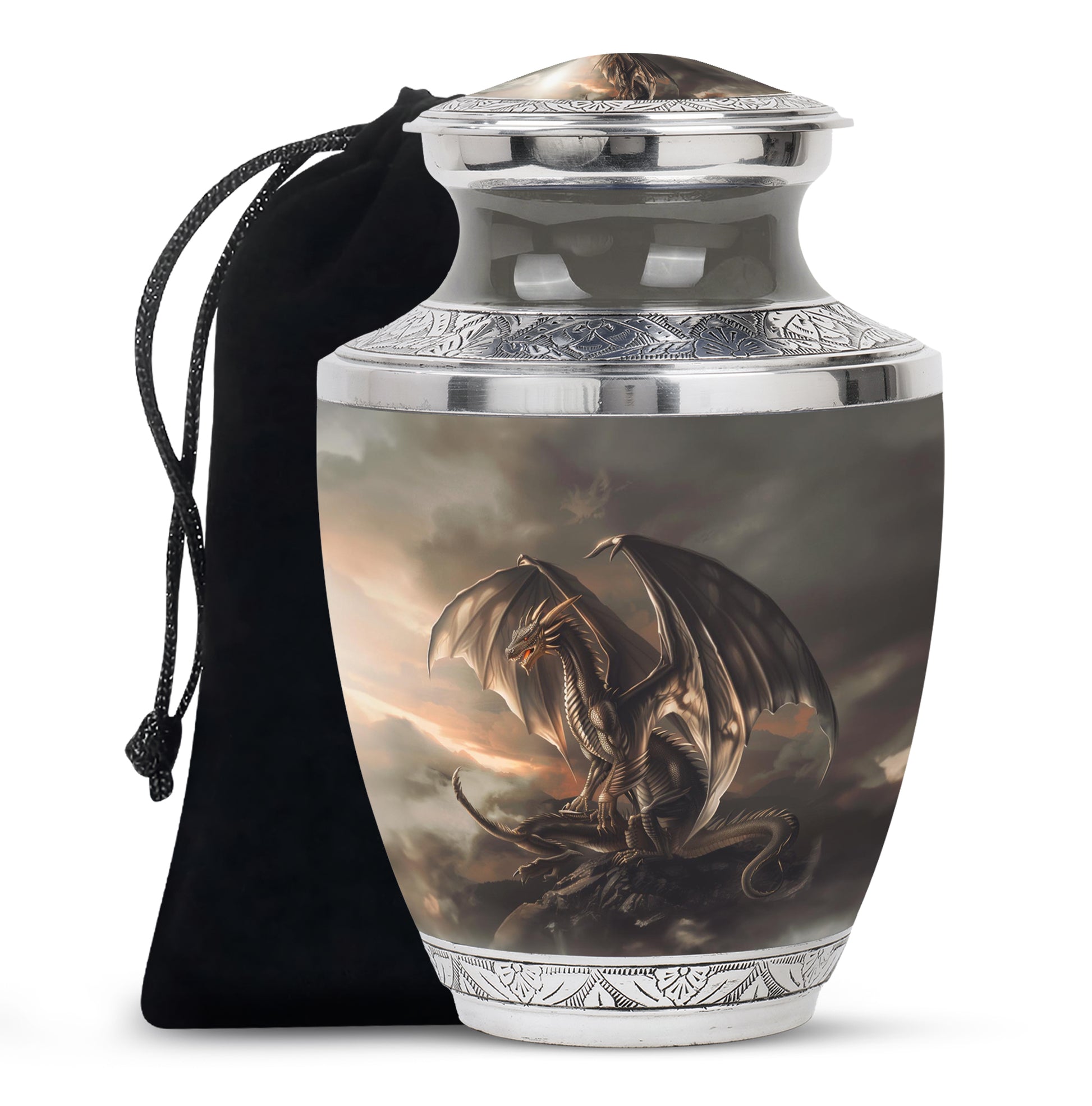 Dragon Storm Fantasy Memorial Urn - Artistic Aluminium Urn For Ashes