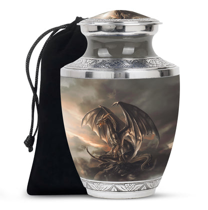Dragon Storm Fantasy Memorial Urn - Artistic Aluminium Urn For Ashes