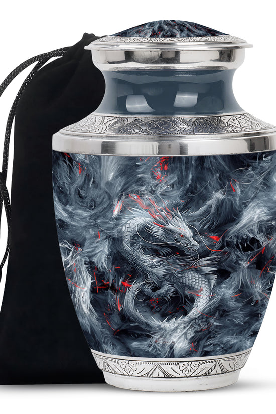 Midnight Fantasy Dragon Cremation Urn For Ashes – Black Memorial Urn