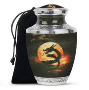 Crimson Dragon Warrior Cremation Urn For Human Ashes - Red Aluminium Urn