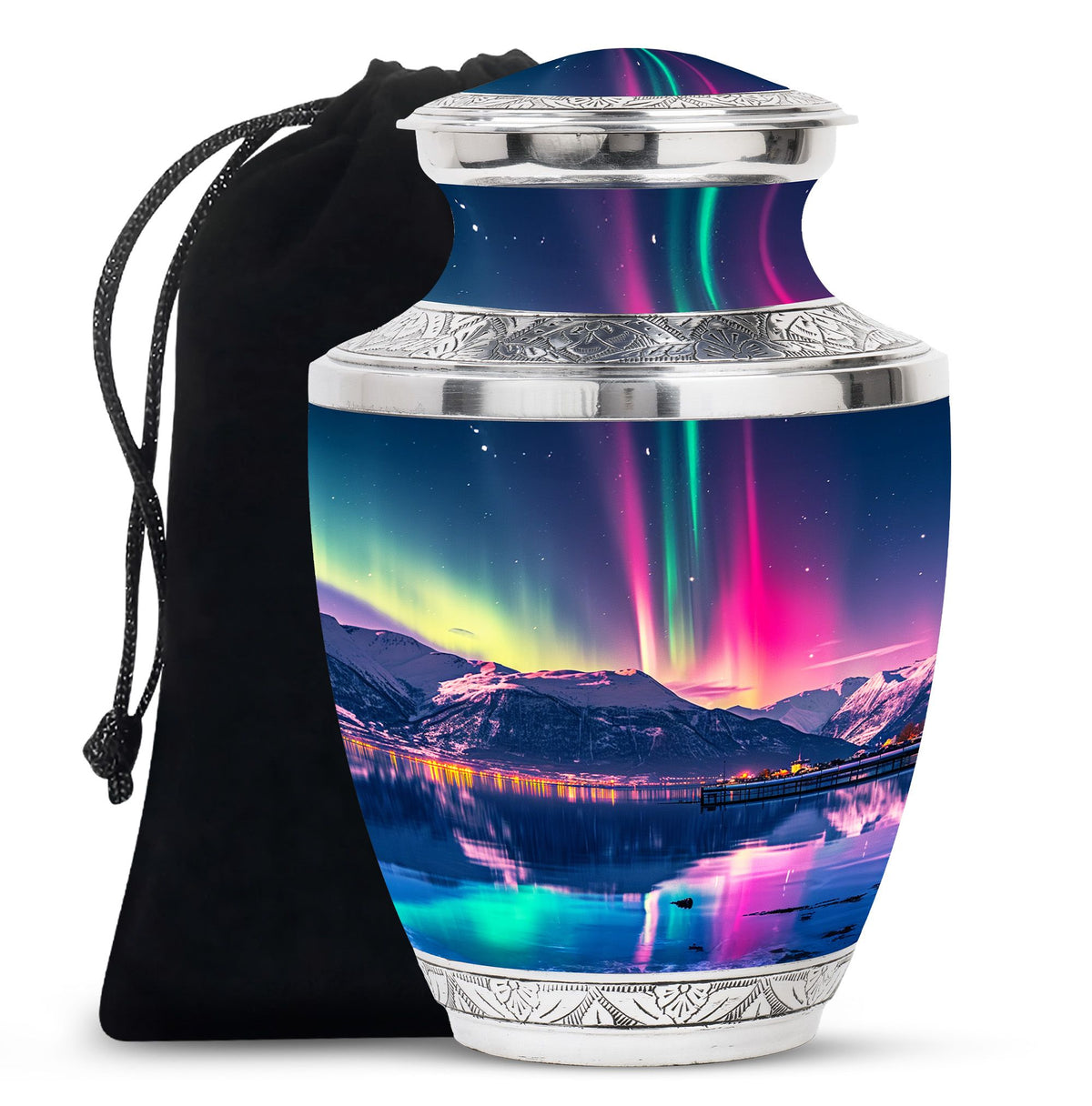 Aurora Borealis Funeral Urn - Northern Lights Memorial Urn For Human Ashes