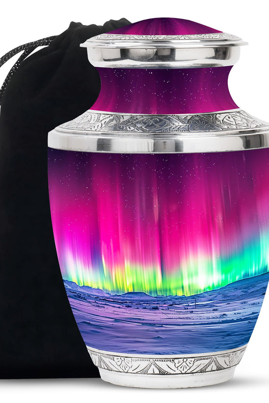 Mystic Northern Lights Urn For Ashes - Aurora Borealis Spiritual Urn