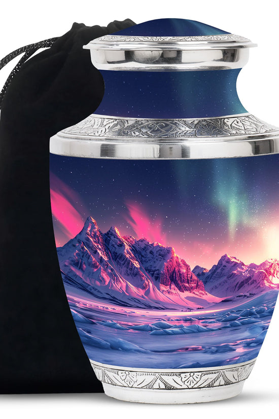 Aurora Snow Valley Urn For Ashes - Beautiful Sky Cremation Urn For Adults Ashes