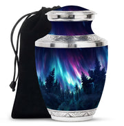 Aurora Borealis Memorial Urn For Ashes - Forest Sky Funeral Urn For Loved Ones