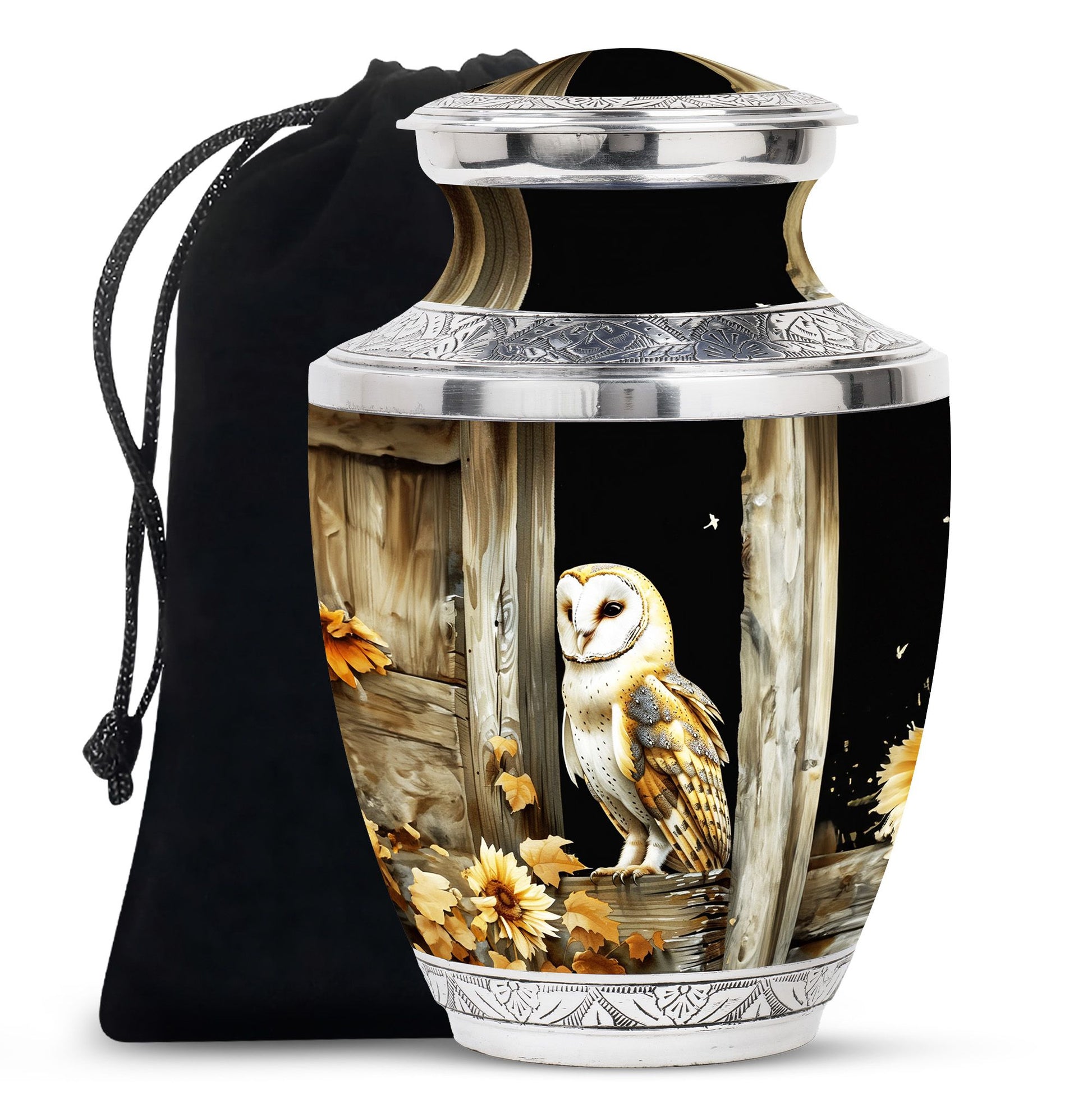 Barn Owl Cremation Urn - Rustic Memorial Urn For Human Ashes
