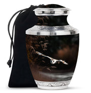 Flying Barn Owl Cremation Urn - Elegant Funeral Urn For Human Ashes