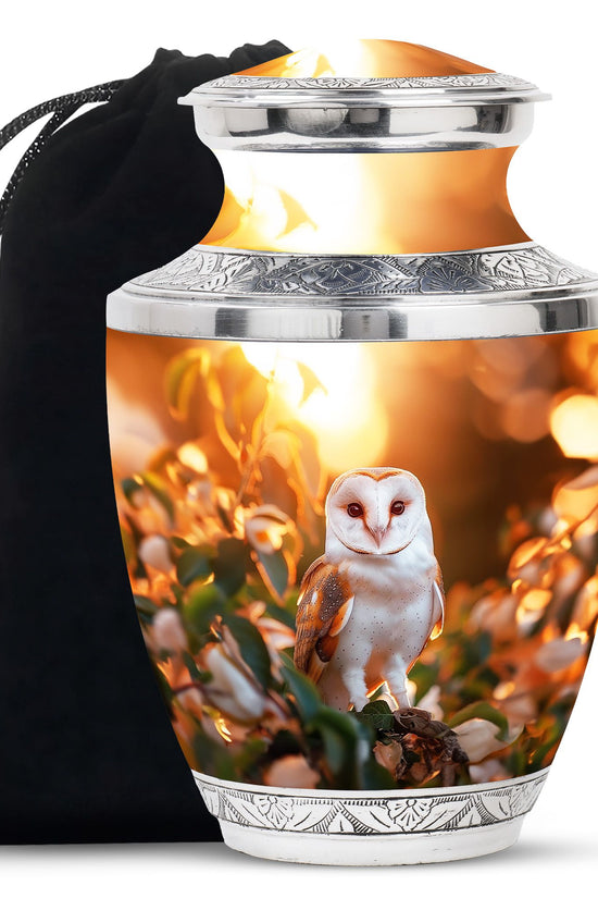 Sunset Barn Owl Cremation Urn – Nature Memorial Urn For Human Ashes