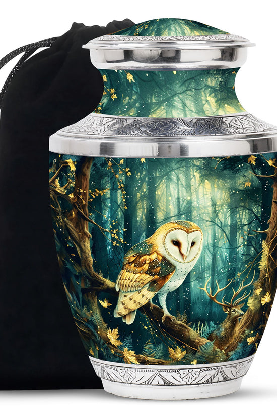 Forest Owl Funeral Urn - Artistic Cremation Urn For Adult Ashes