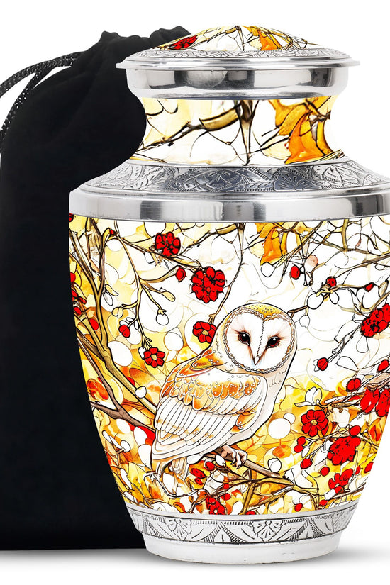 White Owl Funeral Urn – Artistic Cremation Urn For Adult Ashes