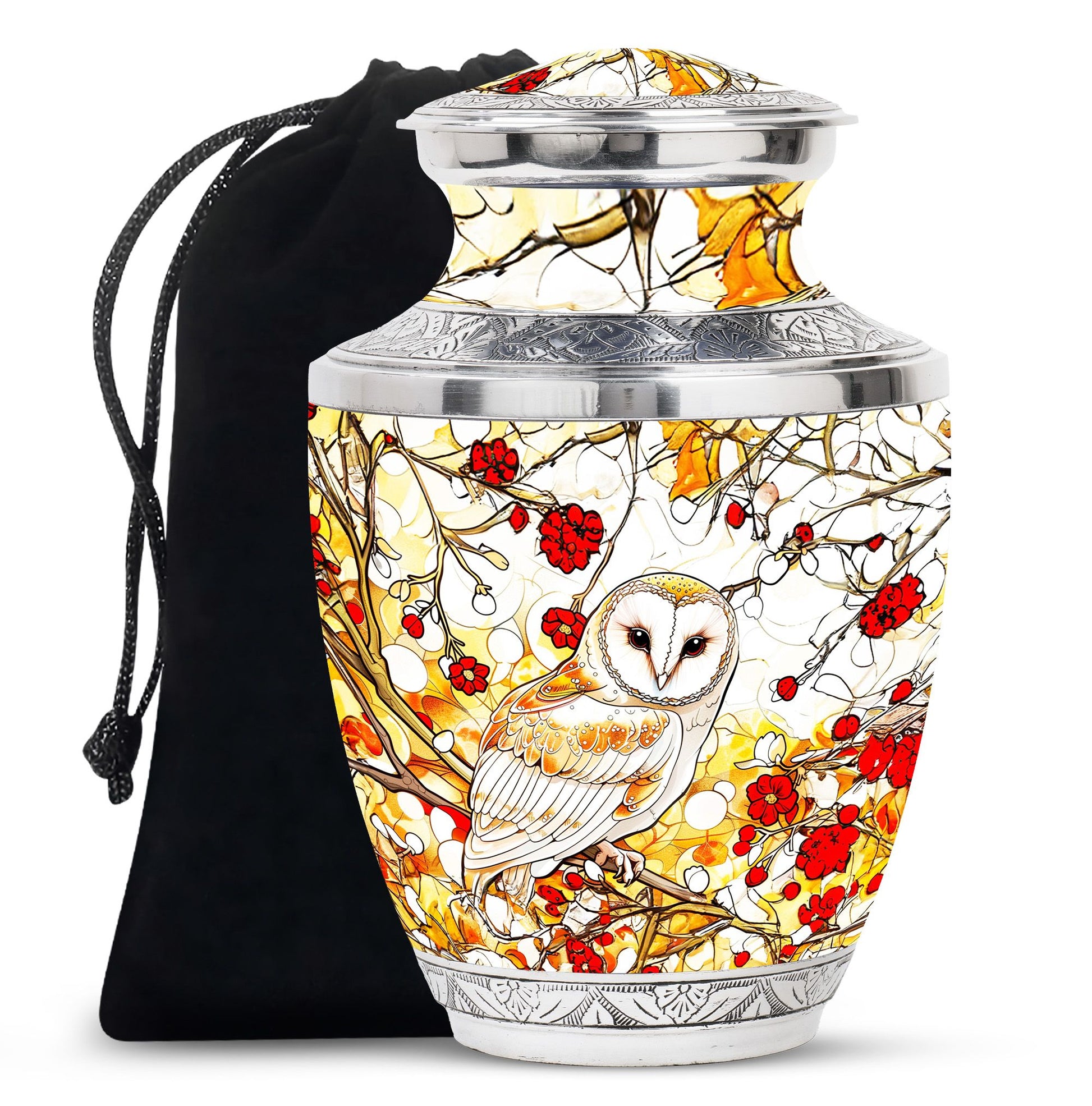 White Owl Funeral Urn – Artistic Cremation Urn For Adult Ashes