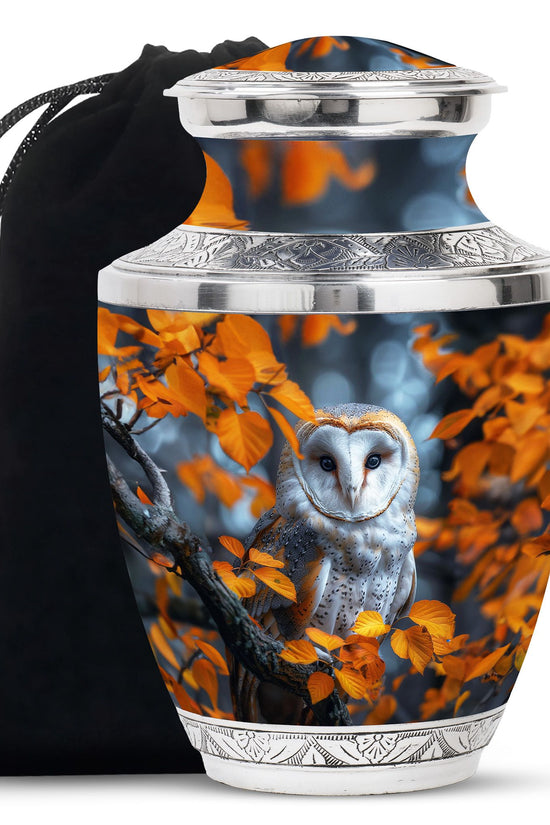 Autumn Owl Cremation Urn - Elegant Funeral Urn For Human Ashes