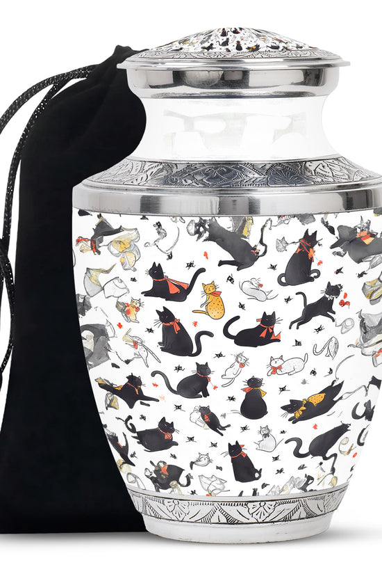 Cat Print Funeral Urn - Beautiful Pet Memorial Urn For Cat Ashes