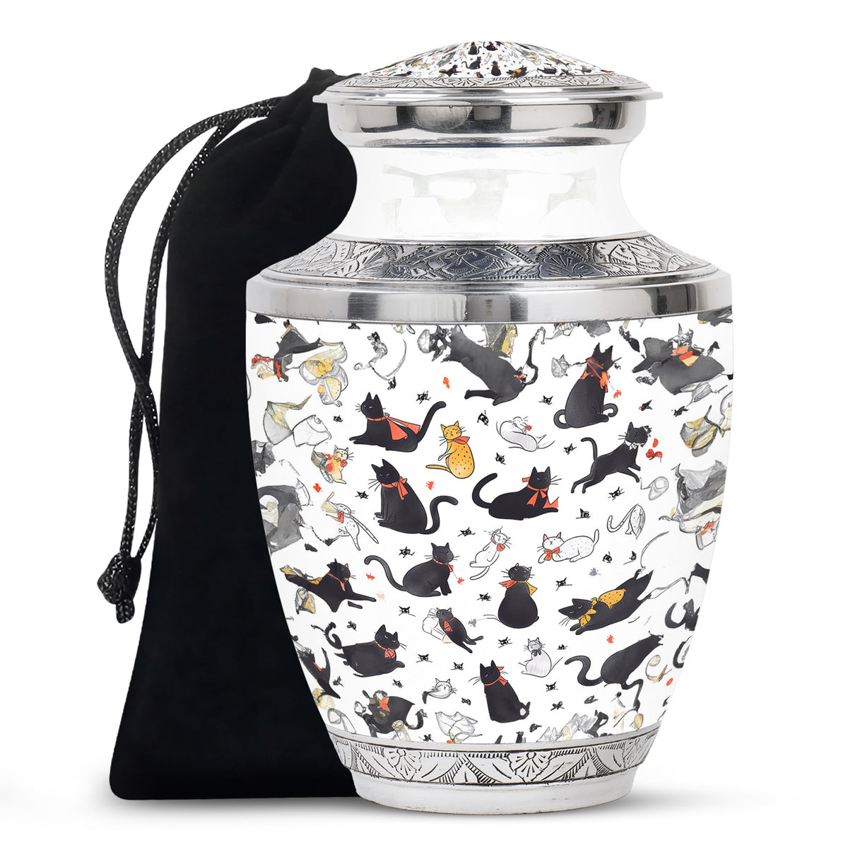 Cat Print Funeral Urn - Beautiful Pet Memorial Urn For Cat Ashes