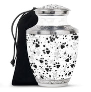 Black & White Paw Cremation Urn - Elegant Pet Funeral Urn For Adult Ashes