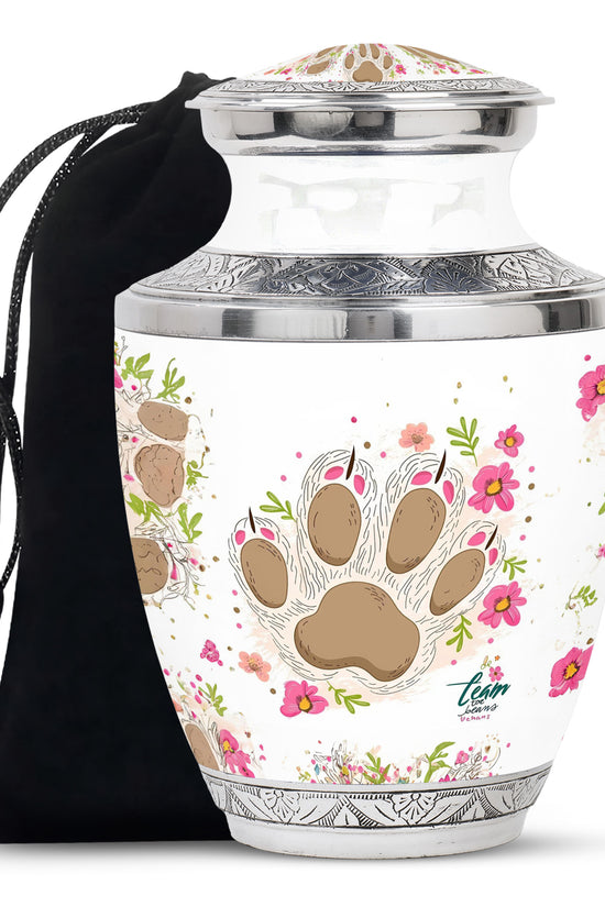 Pet Paw Theme Funeral Urn - Decorative Pet Memorial Urn For Ashes