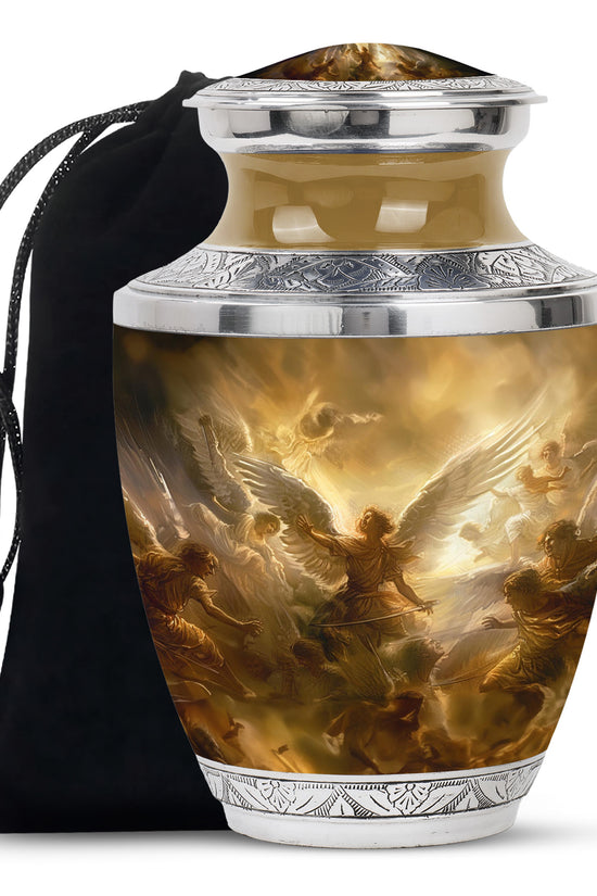 Golden Angel Cremation Urn - Aluminium Memorial Urn For Female