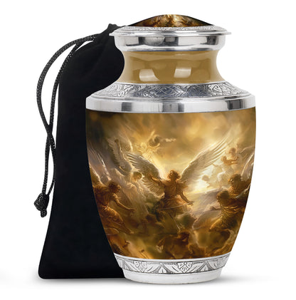 Golden Angel Cremation Urn - Aluminium Memorial Urn For Female