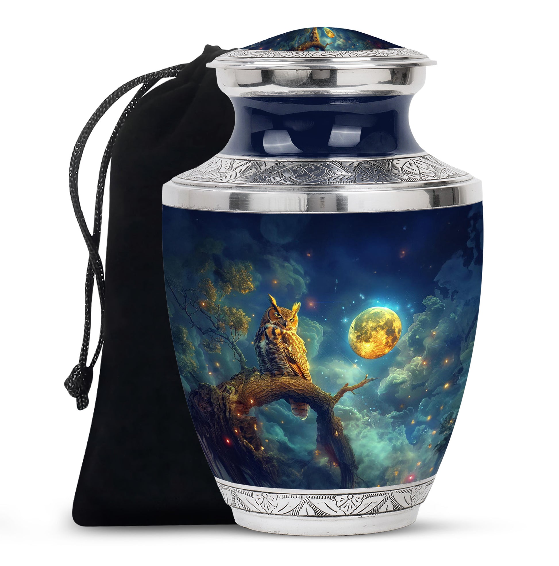 Moonlight Owl Cremation Urn – Celestial Memorial Urn For Human Ashes