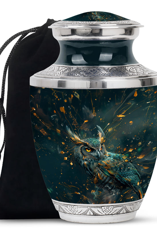 Fantasy Art Owl Memorial Urn - Elegant Cremation Urn For Ashes