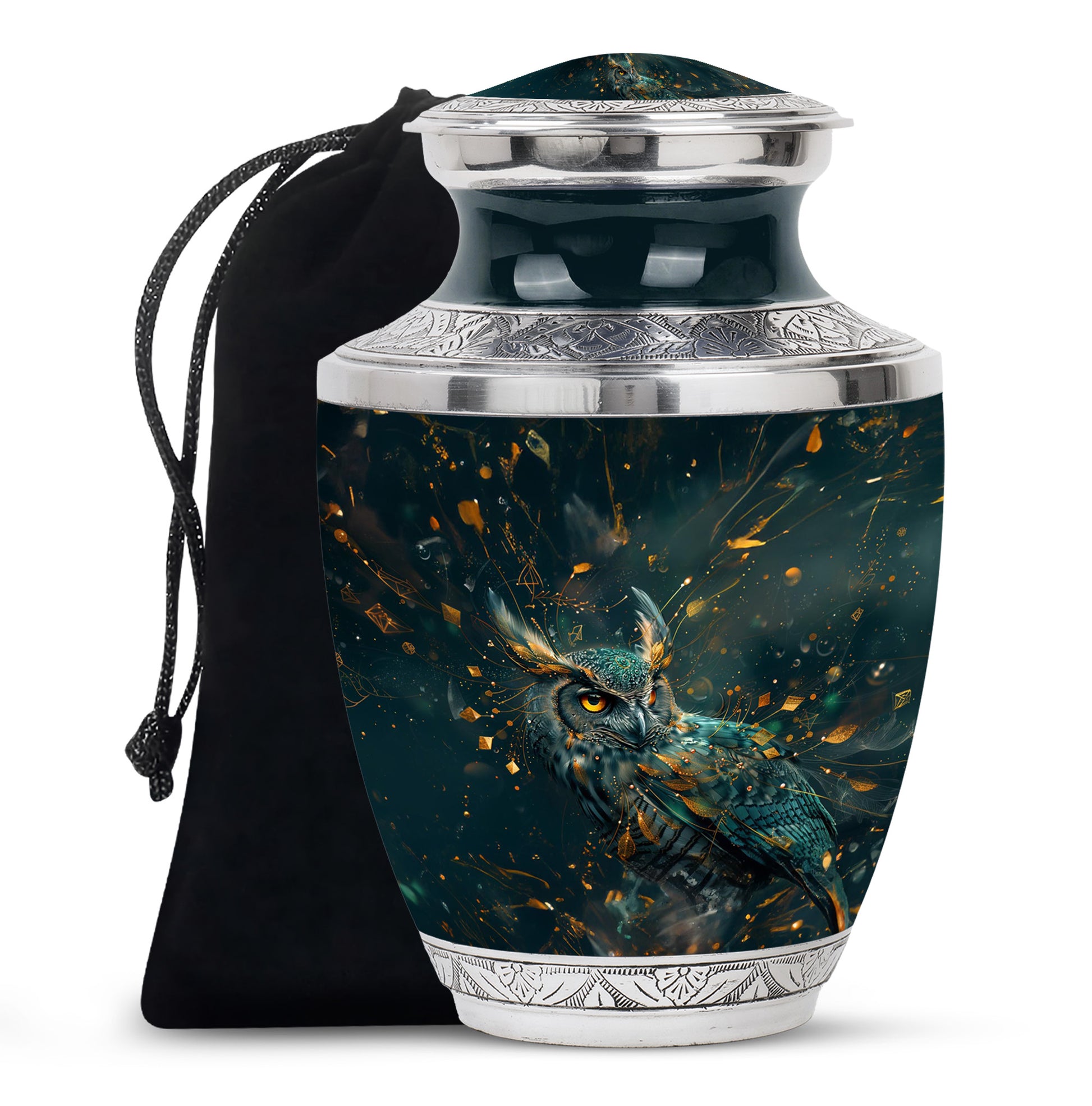 Fantasy Art Owl Memorial Urn - Elegant Cremation Urn For Ashes